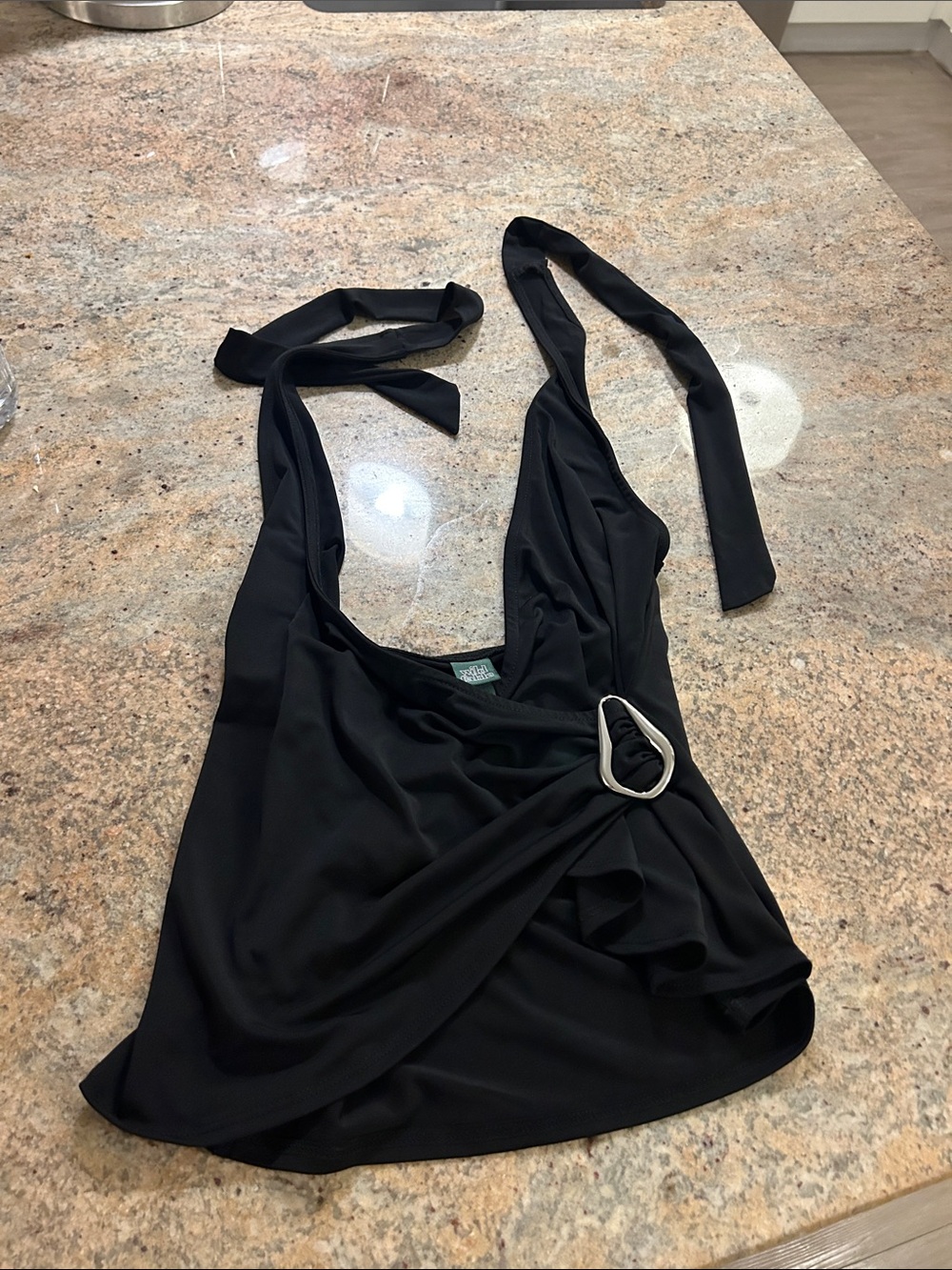 wild fable Black Halter Top with Silver Buckle